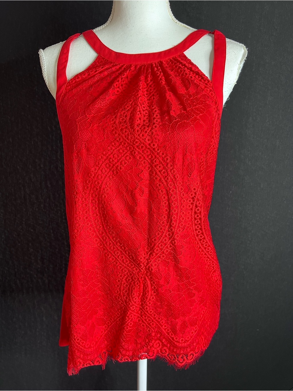 Express Red Lace Halter Tank Top - Women